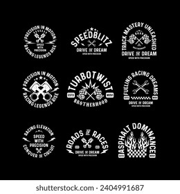 Bandas de carreras de motocicletas emblemas del club de camisetas Diseño de carreras de carreras Retro Typography Gráficos