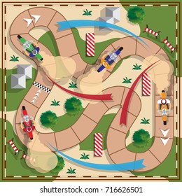 Motorcycle Racing. Board game. View from above. Vector illustration.