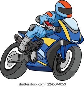 Motorcycle Racing Cartoon Colored Clipart 