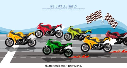 Motorcycle racing championship on the racetrack. Moto races banner 