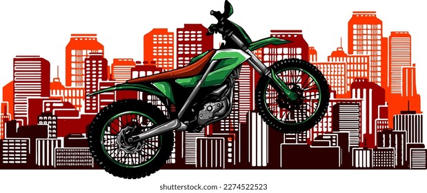 Motorcycle racing in city cartoon vector concept.