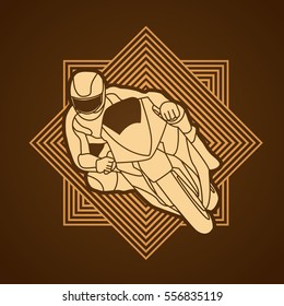 Motorcycle racing designed on golden square background graphic vector.