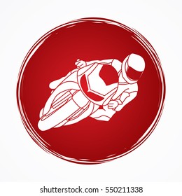 Motorcycle racing designed on grunge circle background graphic vector