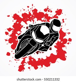 Motorcycle racing designed on splatter ink background graphic vector