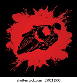 Carreras de motocicletas diseñadas en el Vector gráfico de fondo de sangre salpicada