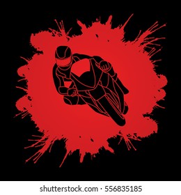 Motorcycle racing designed on splatter blood background graphic vector.