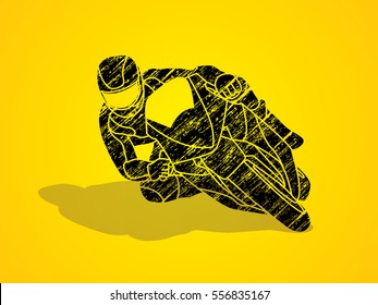 Motorcycle racing designed using black grunge texture graphic vector.