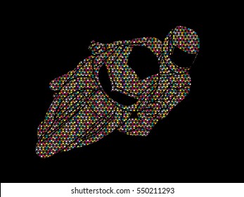 Motorcycle racing designed using colorful mosaic pattern graphic vector
