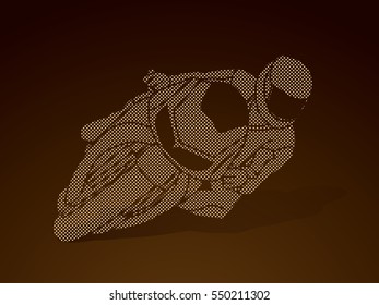 Motorcycle racing designed using dots pixels graphic vector