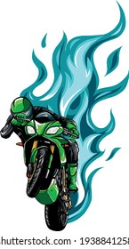 Motorcycle Racing with Fire Vector illustration design