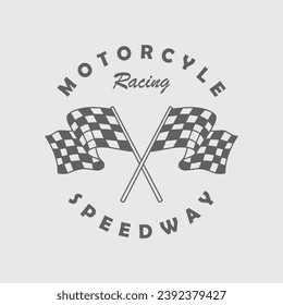 motorcycle racing flag badge logo design