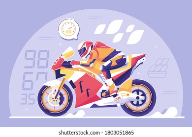 motorcycle racing flat design Illustration