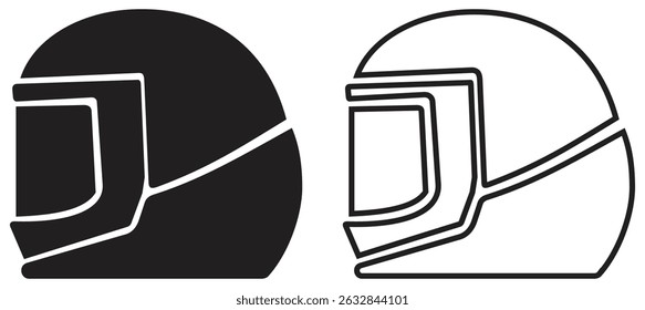 Motorrad Racing Helm Icon Set Silhouette und Outline Design.