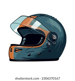 Motorcycle racing helmet symbolizes extreme sports adventure isolated