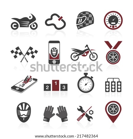 Motorcycle racing icon set