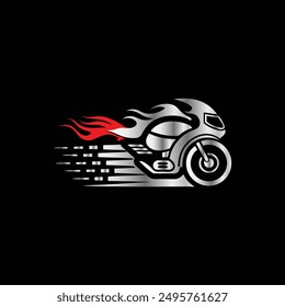 motorcycle racing logo vector icon illustration design template on black background