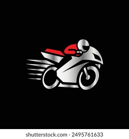 motorcycle racing logo vector icon illustration design template on black background