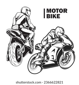 motorcycle racing. Monochrome Design Style