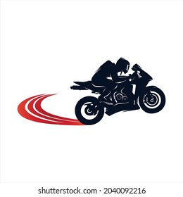 Motorcycle Racing On The Racetrack Logo Design