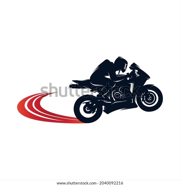 Motorcycle racing on\
the racetrack logo\
design