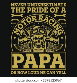 Design des T-Shirt-Designs für Motorradrennen Papa Vintage 