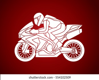 Motorcycle racing side view graphic vector.