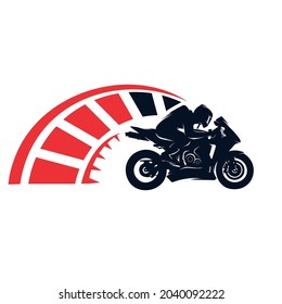 Motorcycle Racing With Speed Logo Design