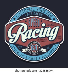 Motorcycle racing sport typography,  t-shirt graphics, vectors