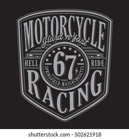 Motorcycle racing sport typography, t-shirt graphics, vectors