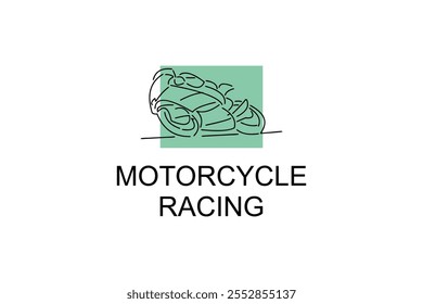 motorcycle racing sport vector line icon. motorcyclists speeding around the circuit. sport pictogram illustration.