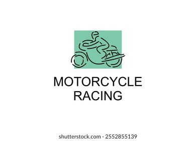 motorcycle racing sport vector line icon. motorcyclists speeding around the circuit. sport pictogram illustration.