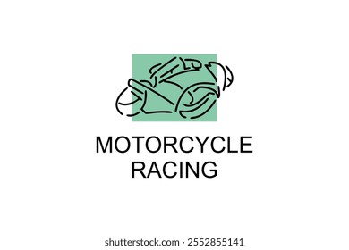 motorcycle racing sport vector line icon. motorcyclists speeding around the circuit. sport pictogram illustration.