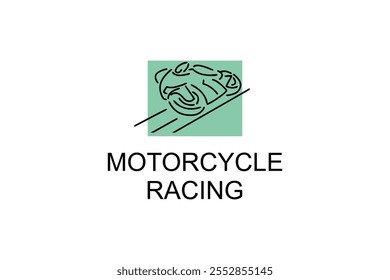 motorcycle racing sport vector line icon. motorcyclists speeding around the circuit. sport pictogram illustration.