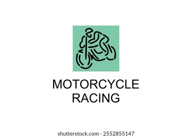 motorcycle racing sport vector line icon. motorcyclists speeding around the circuit. sport pictogram illustration.