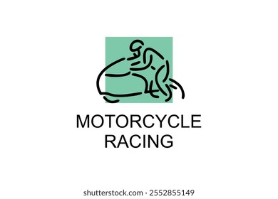 motorcycle racing sport vector line icon. motorcyclists speeding around the circuit. sport pictogram illustration.