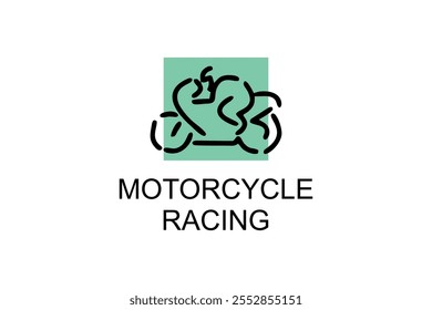 motorcycle racing sport vector line icon. motorcyclists speeding around the circuit. sport pictogram illustration.