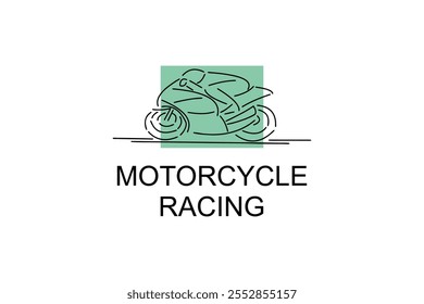 motorcycle racing sport vector line icon. motorcyclists speeding around the circuit. sport pictogram illustration.