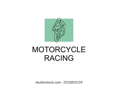 motorcycle racing sport vector line icon. motorcyclists speeding around the circuit. sport pictogram illustration.