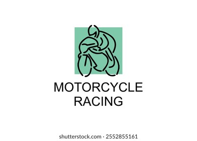 motorcycle racing sport vector line icon. motorcyclists speeding around the circuit. sport pictogram illustration.