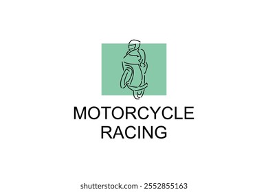 motorcycle racing sport vector line icon. motorcyclists speeding around the circuit. sport pictogram illustration.