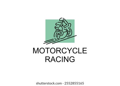 motorcycle racing sport vector line icon. motorcyclists speeding around the circuit. sport pictogram illustration.