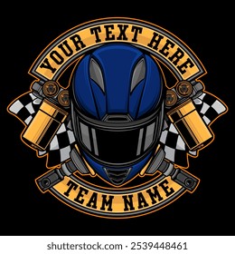 Logo del equipo de carreras de motos, Vector EPS 10
