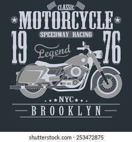 Motorcycle Racing Typography Graphics. Brooklyn Speedway Racing, New York. T-shirt Design, vector illustration