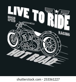 Motorcycle Racing Typography Graphics. Hot Road. T-shirt Design, vector illustration