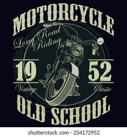 Motorcycle Racing Typography Graphics. Old school bike. T-shirt Design, vector illustration