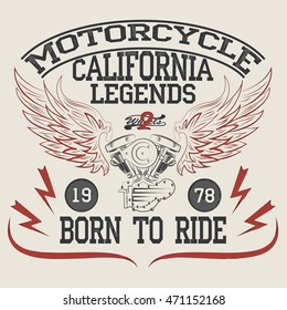 Motorcycle Racing Typography Graphics. T-shirt Design. Vintage typography design for biker club. Bikers wear.