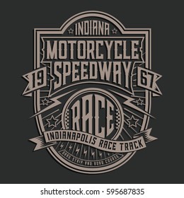 Motorcycle racing typography, tee shirt graphics, vectors, label
