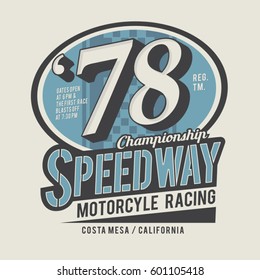 Motorcycle racing typography, tee shirt graphics, vectors