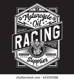 Motorcycle racing typography, tee shirt graphics, vectors