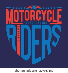 Motorcycle racing typography, t-shirt graphics, vectors 